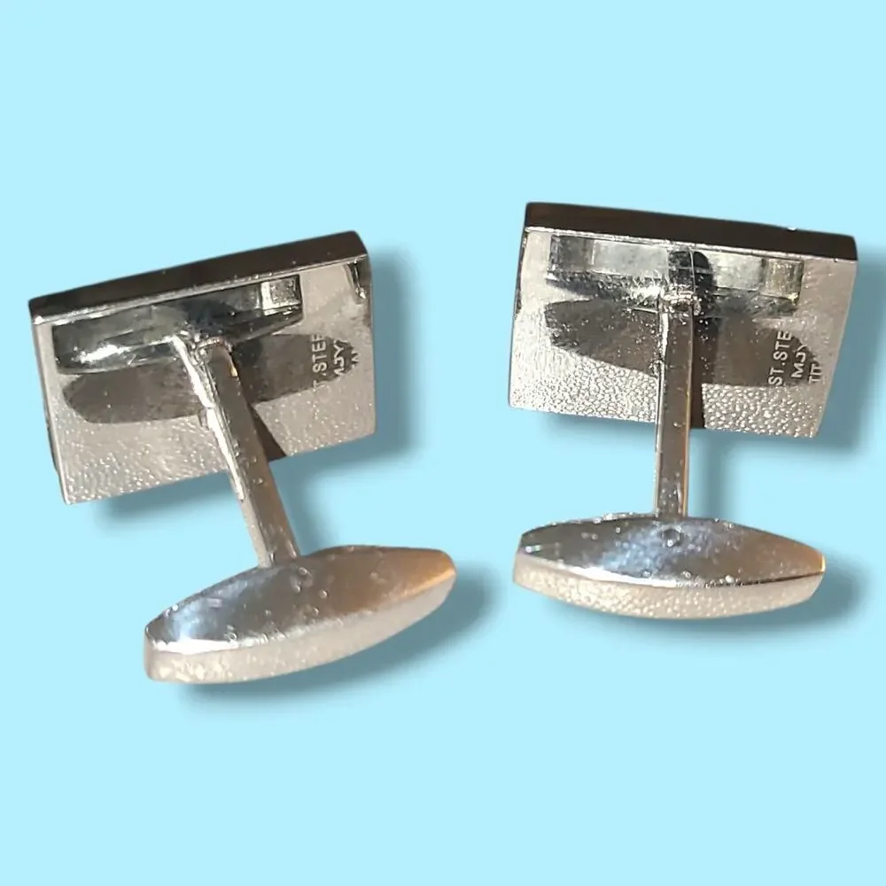 Lotus‎ MJYX Stainless Steel Titanium Men's Cufflinks Silver With Black Accent